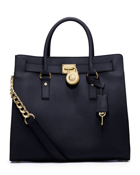 michael kors hamilton large saffiano satchel black|Michael Kors saffiano leather.